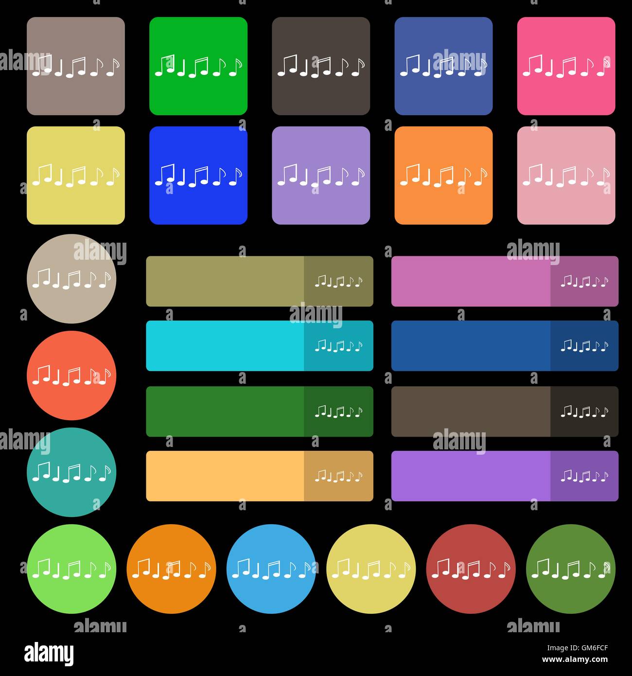 Music note sign icon. Musical symbol. Set from twenty seven ...