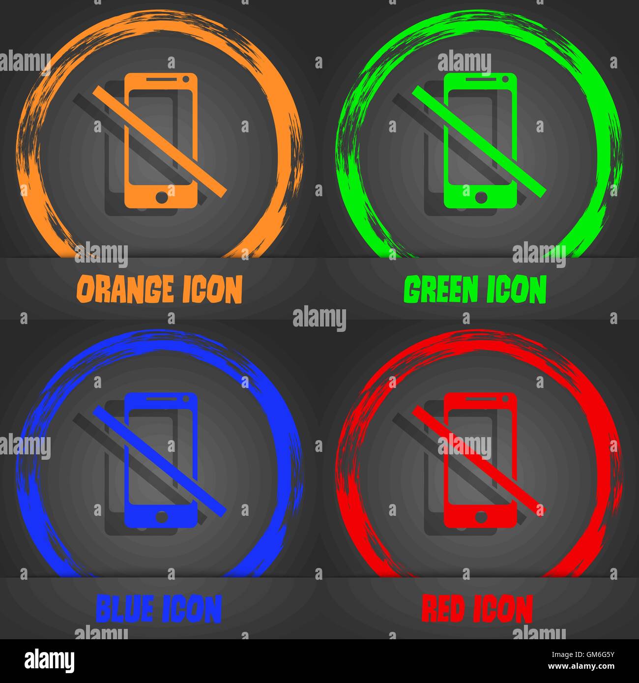 Do not call. Smartphone signs icon. Support symbol. Fashionable modern style. In the orange, green, blue, red design. Vector Stock Vector
