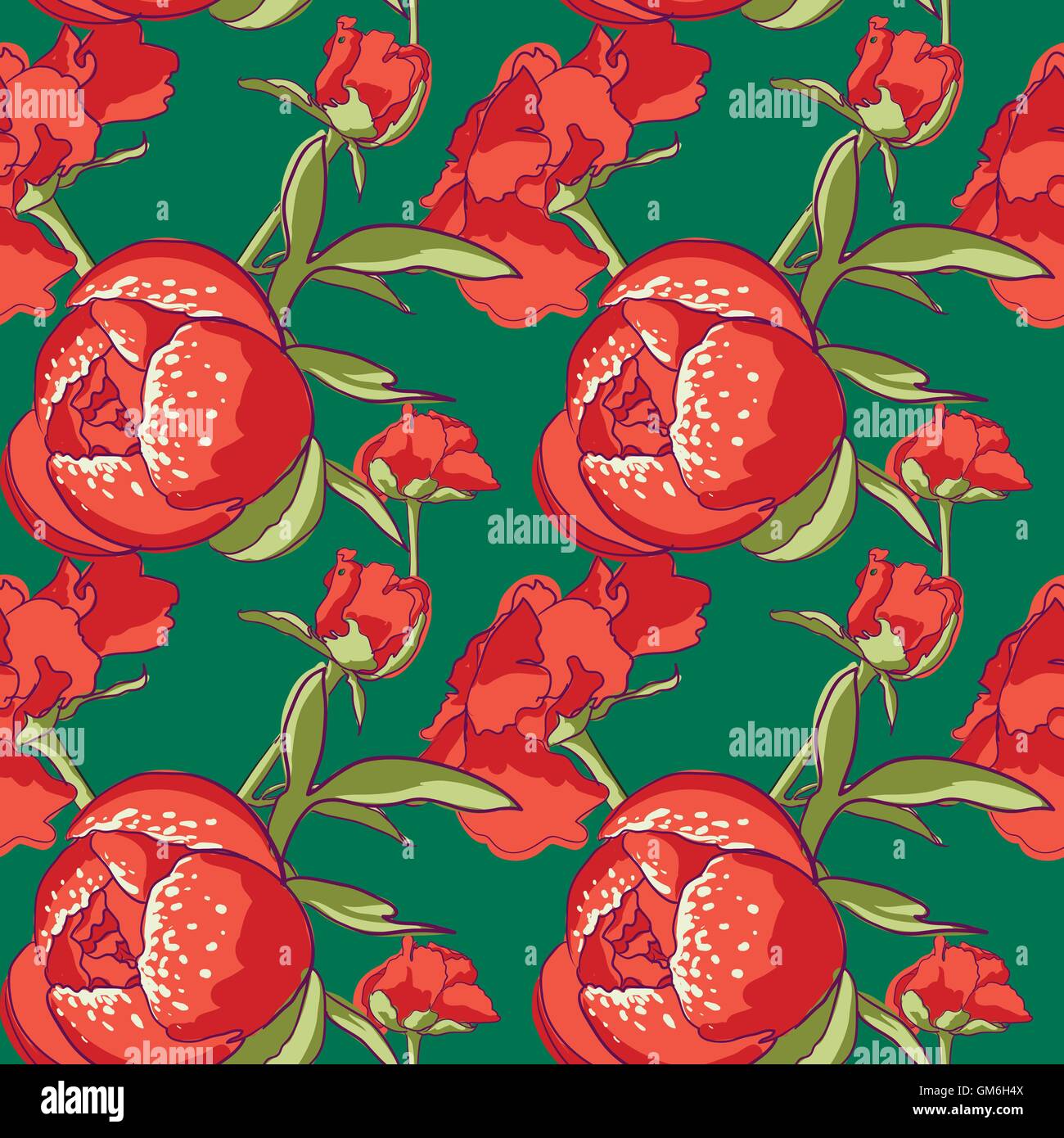 Seamless floral background with peonies Stock Vector Image & Art - Alamy