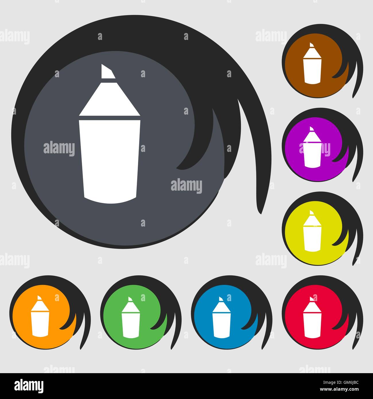 Pencil sign icon. Edit content button. Symbols on eight colored buttons ...