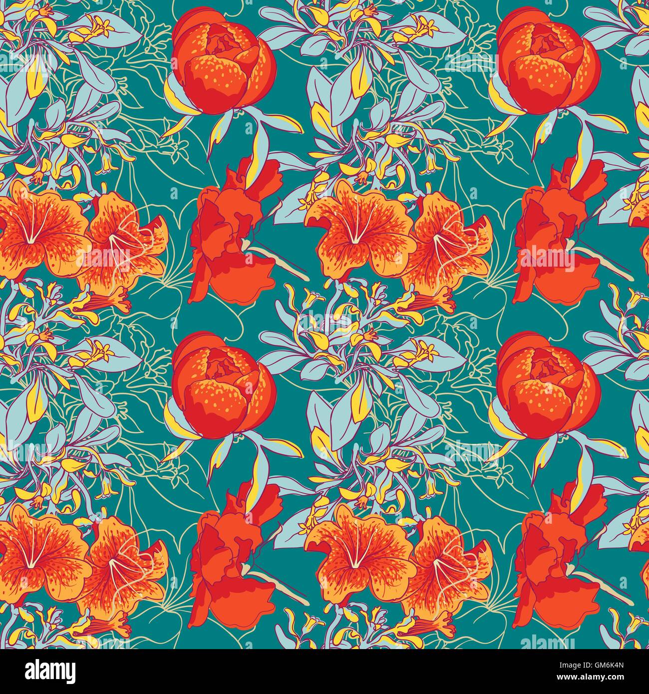 Seamless floral background with peonies Stock Vector Image & Art - Alamy
