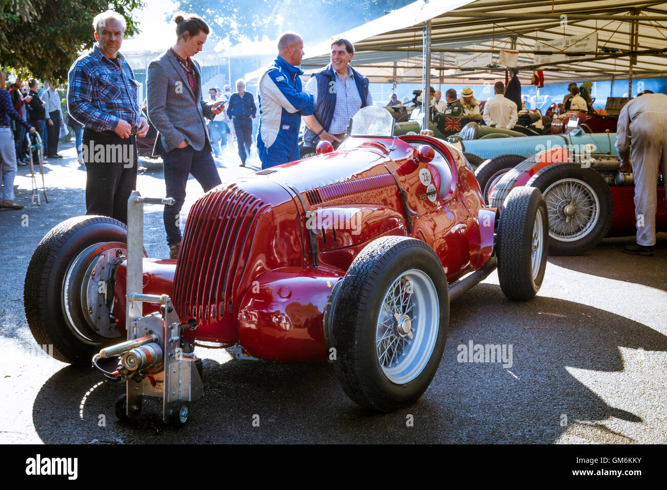 1935 Maserati V8R1 in the early morning light of the paddock, 2016 Goodwood Festival of Speed, Sussex, UK. Stock Photo