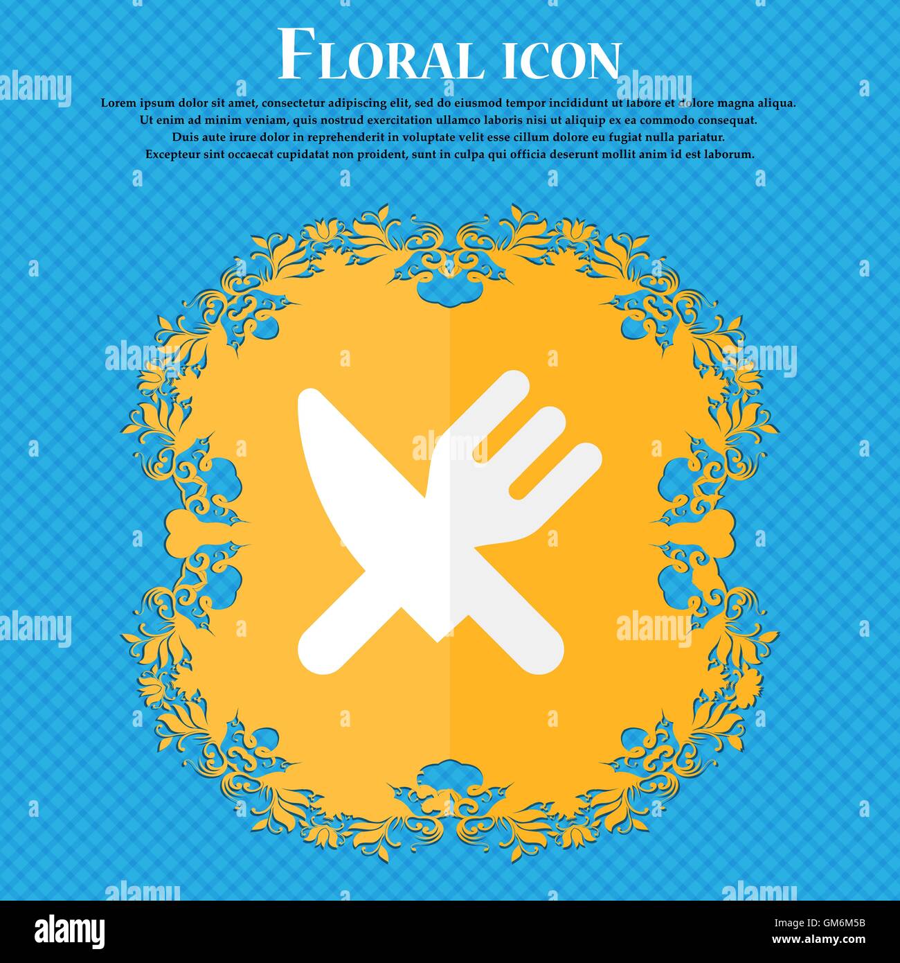 Eat, Cutlery . Floral flat design on a blue abstract background with place for your text. Vector Stock Vector