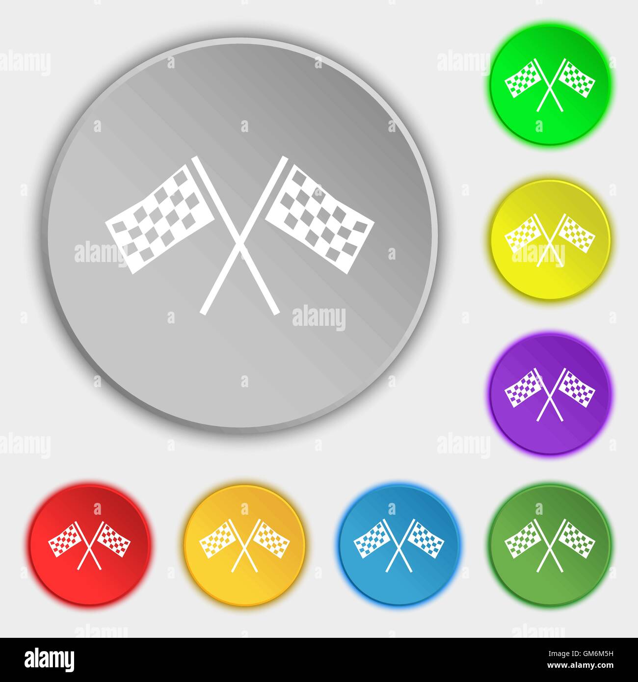 Race Flag Finish icon sign. Symbols on eight flat buttons. Vector Stock ...