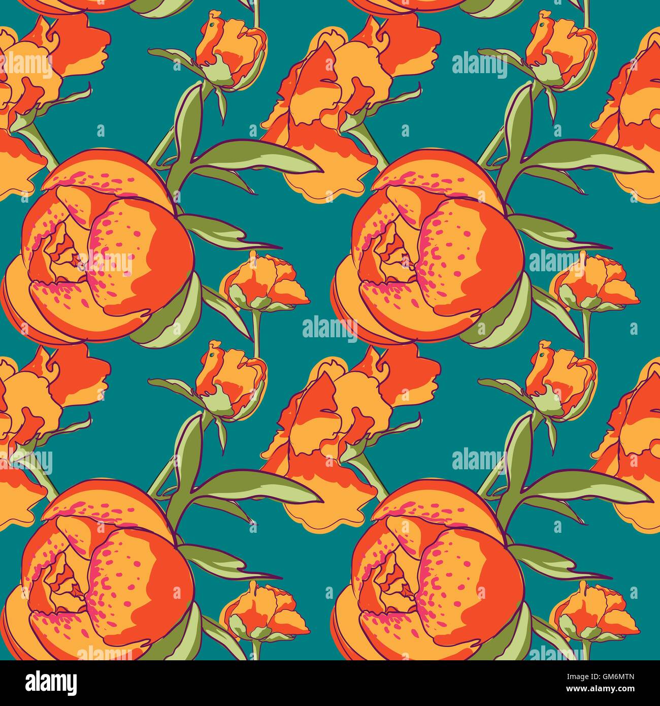 Seamless floral background with peonies Stock Vector Image & Art - Alamy