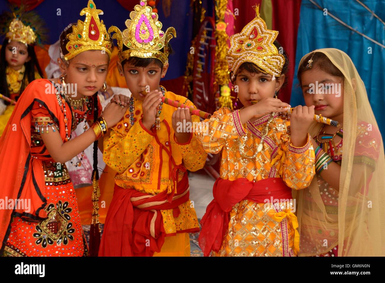 Children dressed lord krishna radha hi-res stock photography and images ...