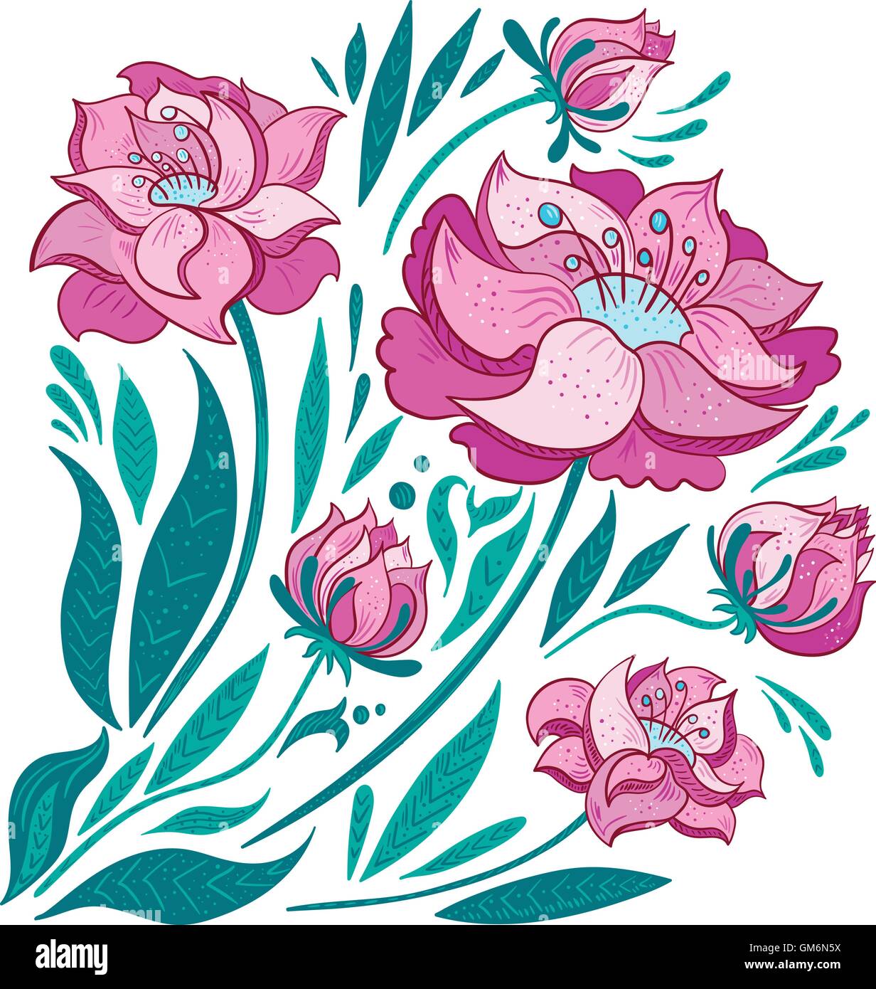 Pink Vector Flowers Set Stock Vector Image & Art - Alamy