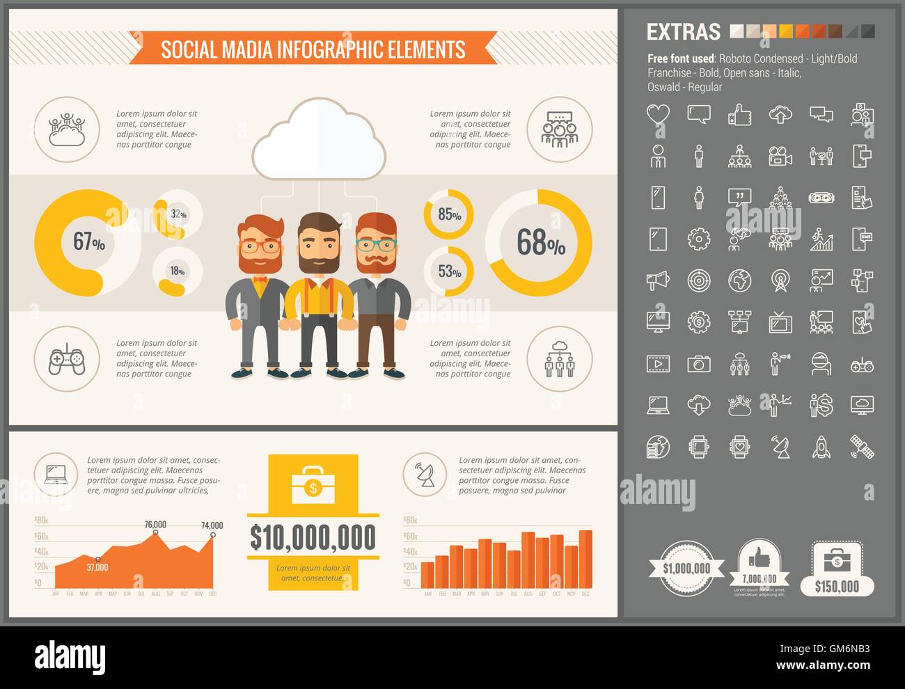 Social Media flat design Infographic Template Stock Vector Image & Art ...