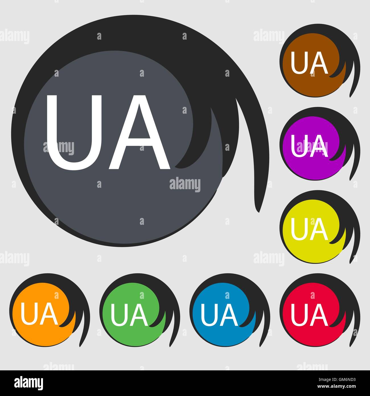 Ukraine sign icon. symbol. UA navigation. Symbols on eight colored ...