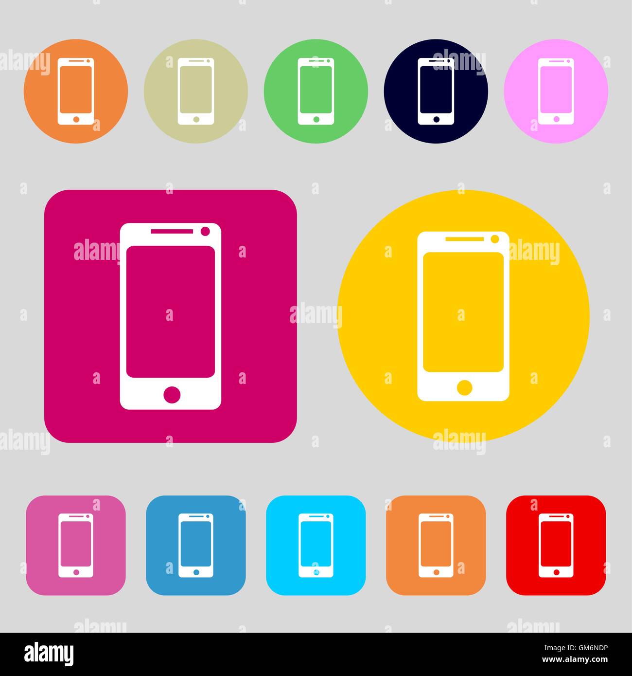 Smartphone sign icon. Support symbol. Call center. 12 colored buttons ...