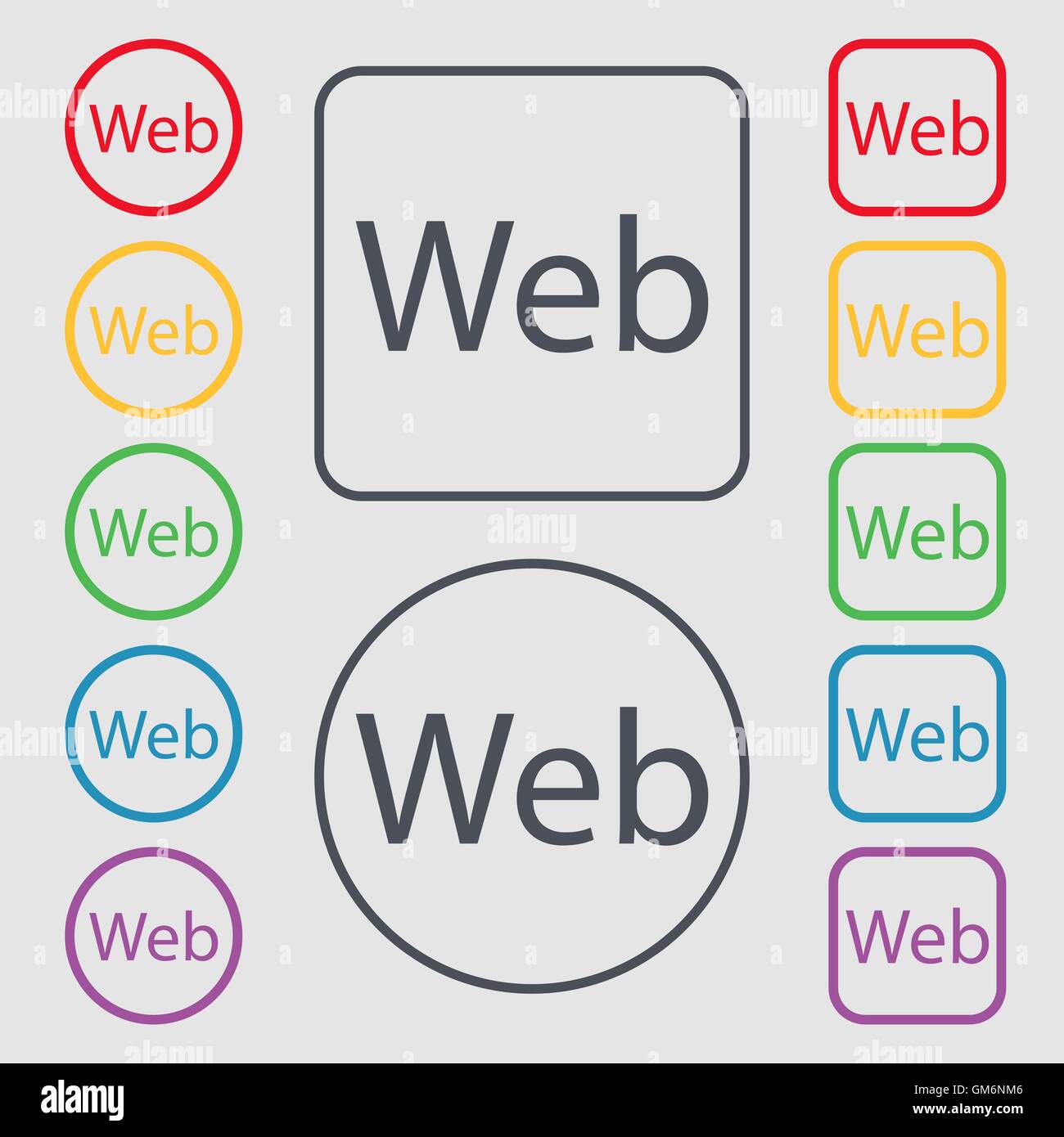 Web sign icon. World wide web symbol. Symbols on the Round and square ...