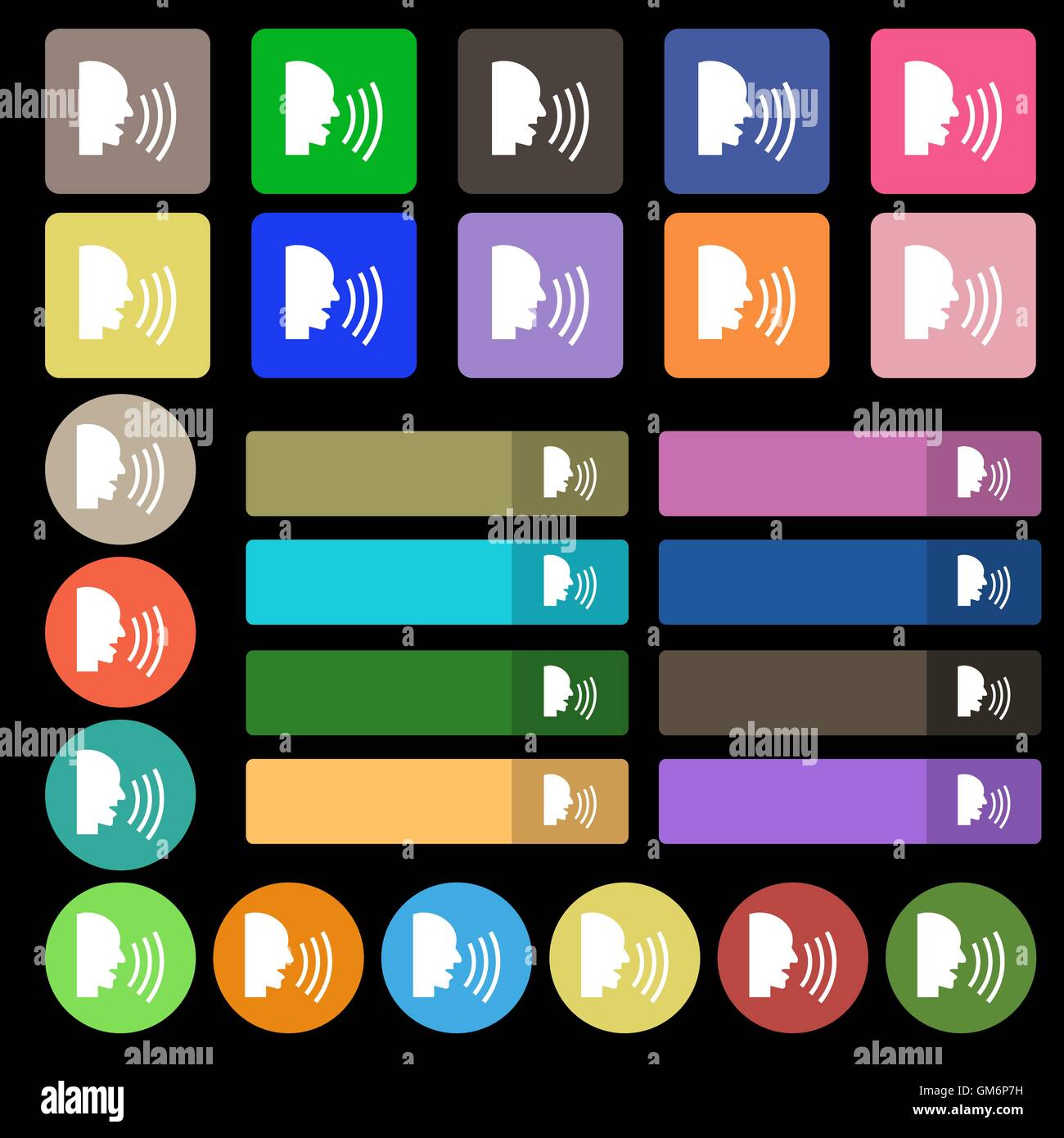 Talking Flat modern web icon. Set from twenty seven multicolored flat buttons. Vector Stock Vector