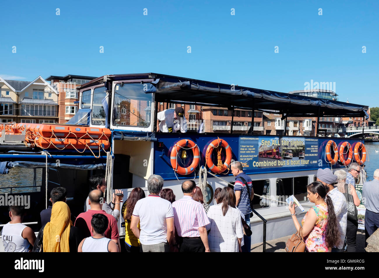 Tourist boat on the River Thames at Windsor Castle, Windsor and Maidenhead, UK Stock Photo Alamy