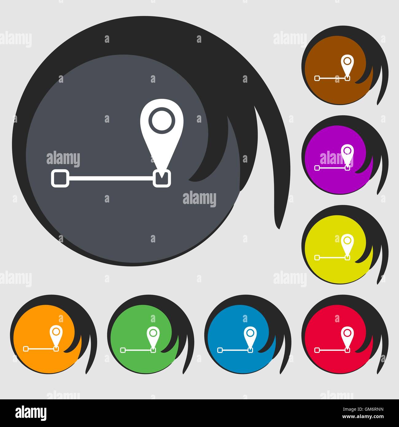 Map pointer icon sign. Symbols on eight colored buttons. Vector Stock ...