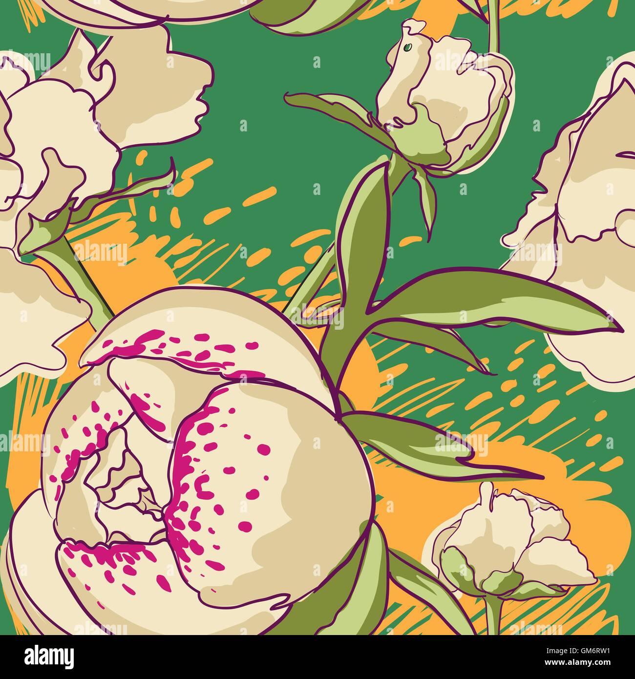 Seamless floral background with peonies Stock Vector Image & Art - Alamy