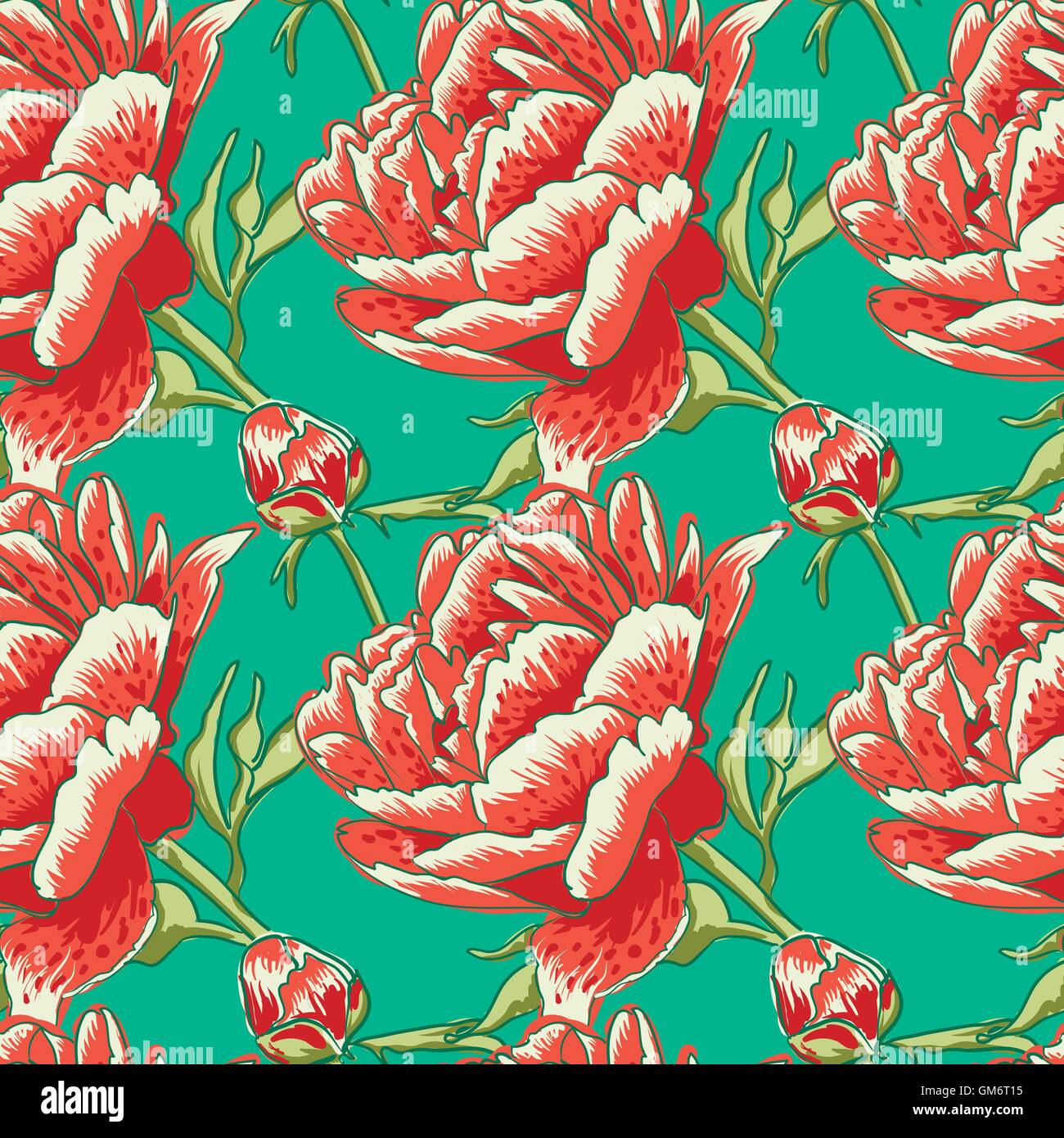Seamless floral background with peonies Stock Vector Image & Art - Alamy