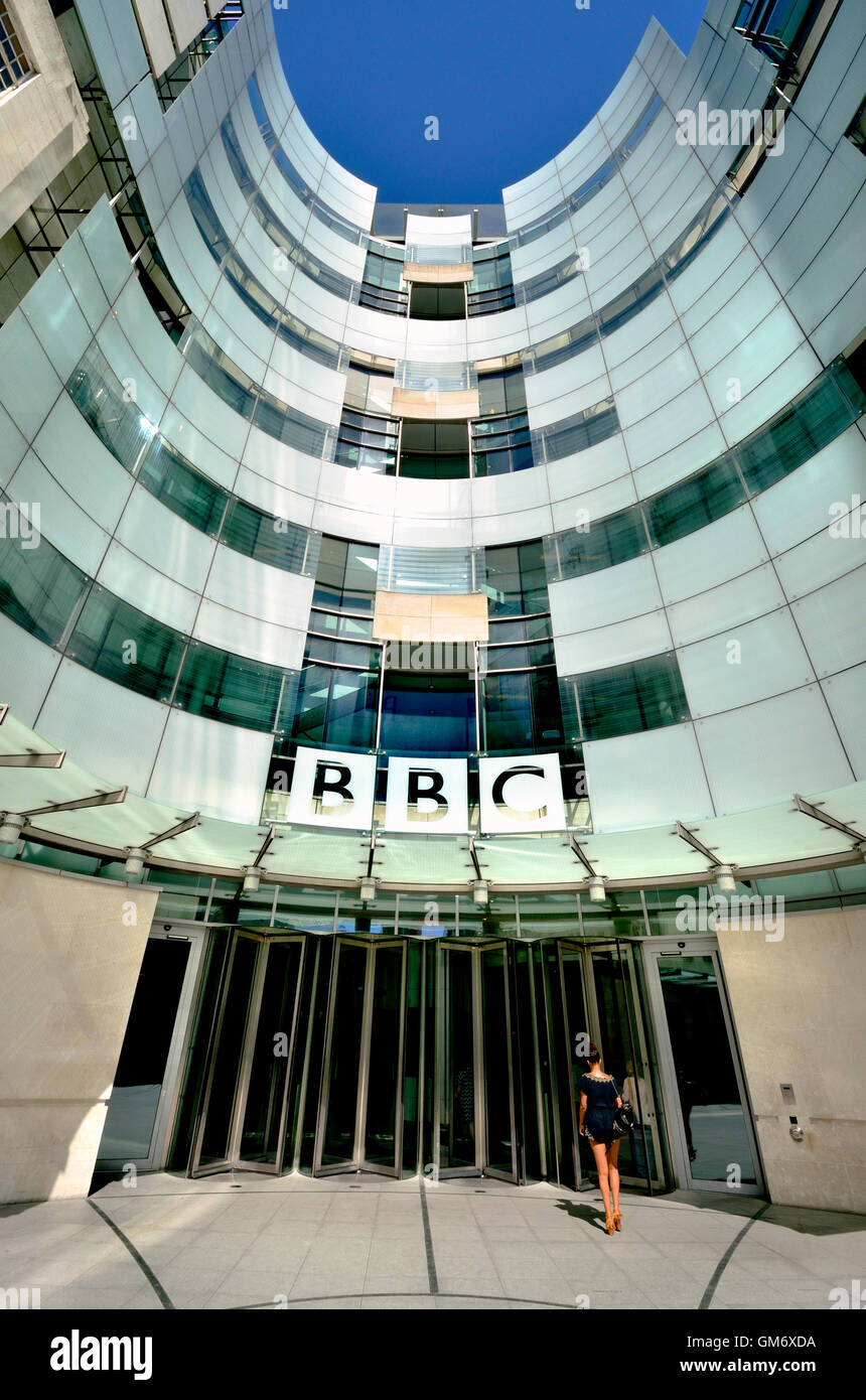 London, England, UK. BBC Broadcasting House, entrance to the new building Stock Photo