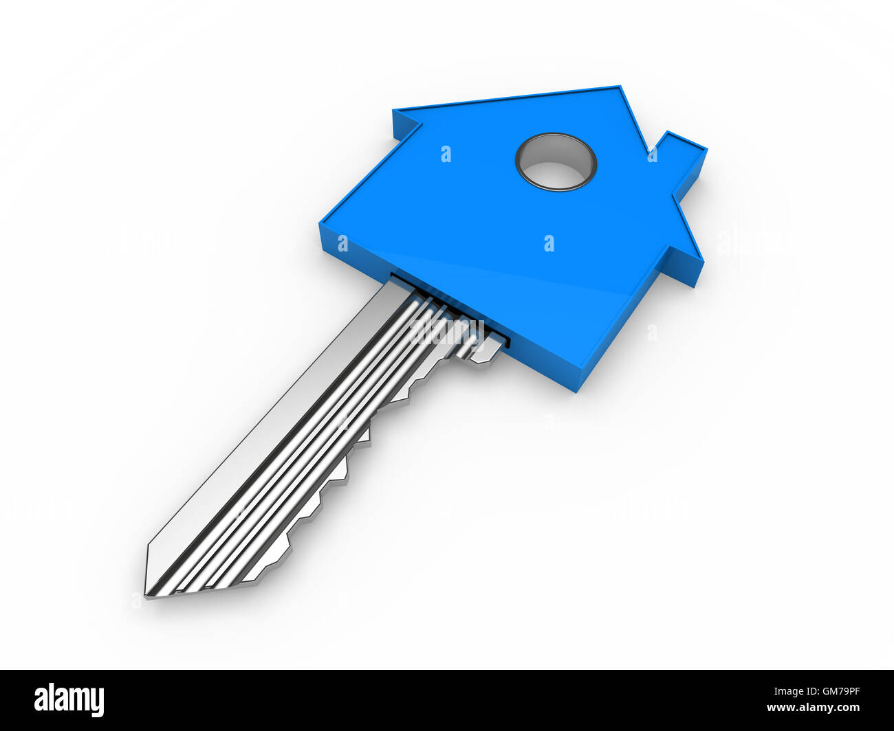 3d key home house blue Stock Photo - Alamy