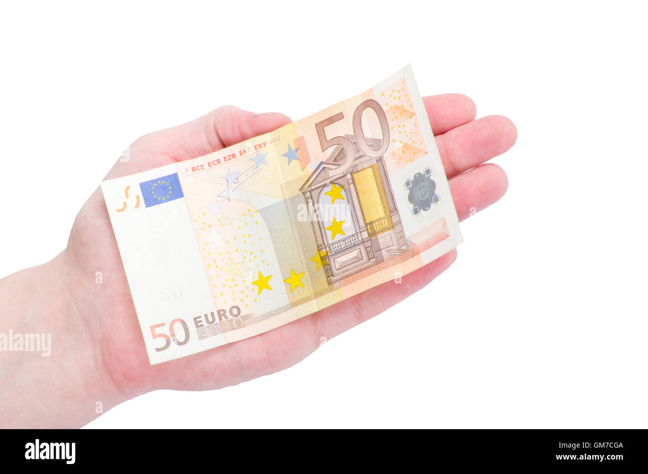 Money (Euro) in a hand isolated on white Stock Photo - Alamy