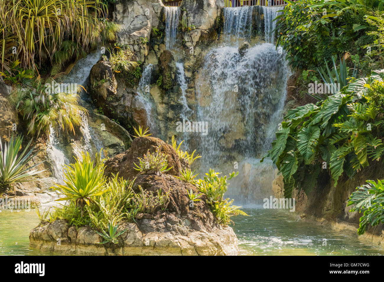 Waterfall At Balata Botanical Gardens Guadeloupe West Indies Stock Photo