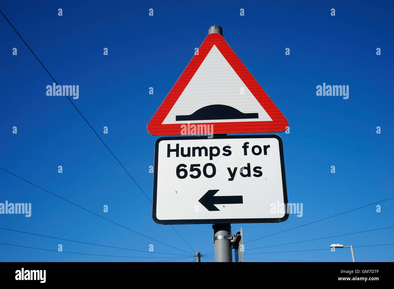 UK, Road Traffic Sign, humps ahead Stock Photo Alamy