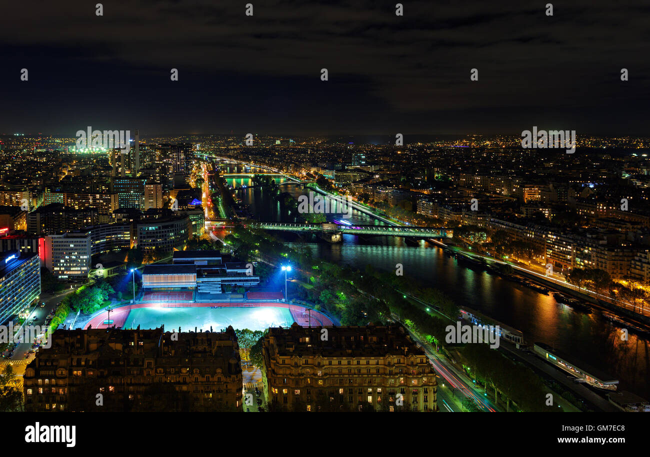 Paris City Night View Stock Photo