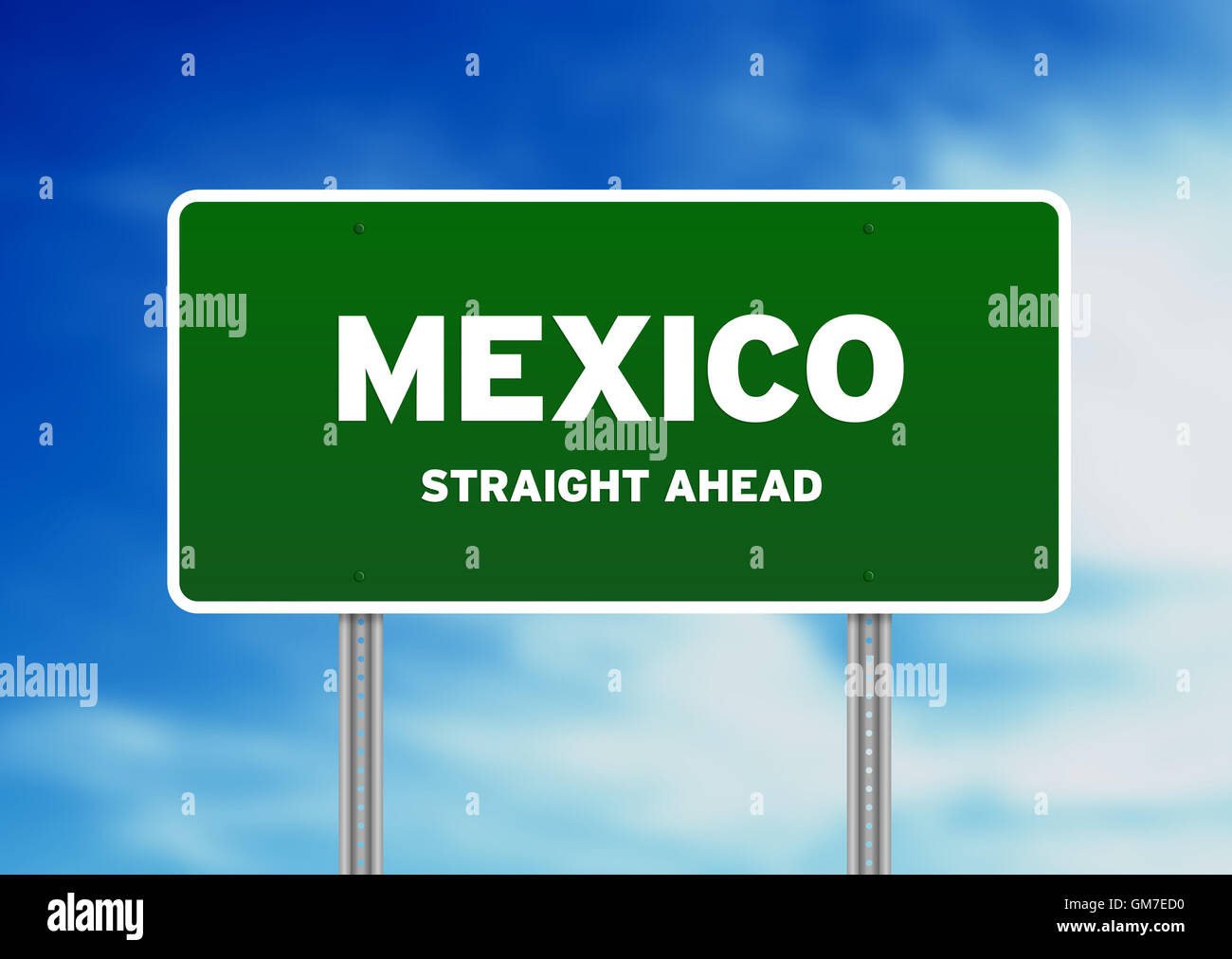 Mexico Straigh Ahead Road Sign Stock Photo