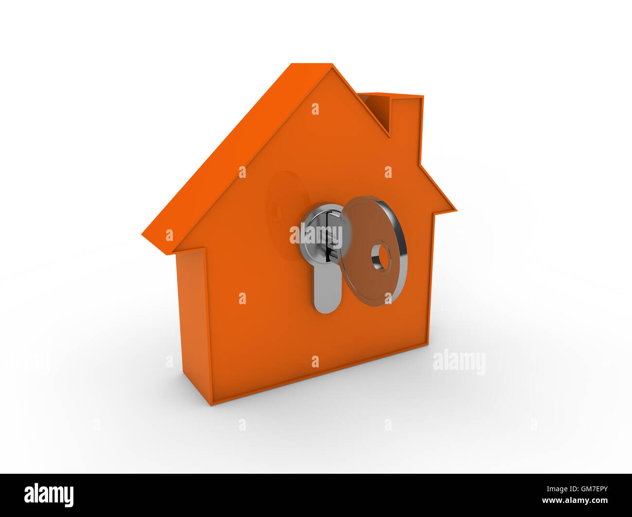 3d house key orange Stock Photo - Alamy