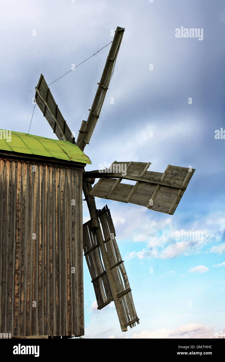 Big wooden windmill Stock Photo