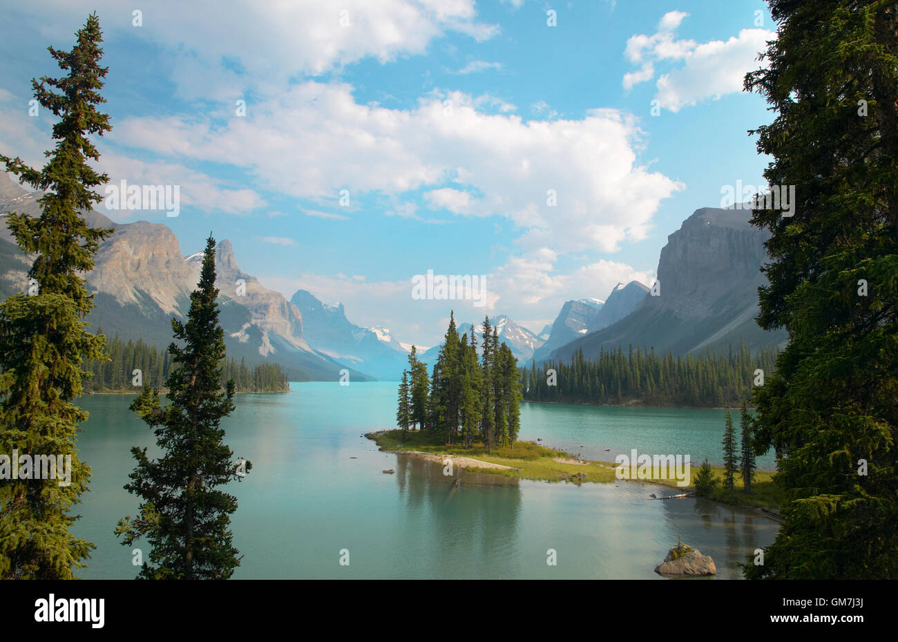 Canadian landscape with Spirit island. Jasper. Alberta. Horizontal