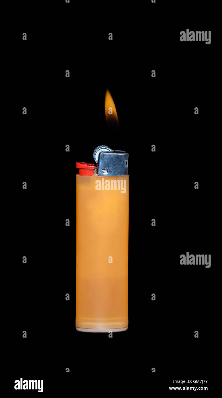 Lighter with burning Stock Photo Alamy