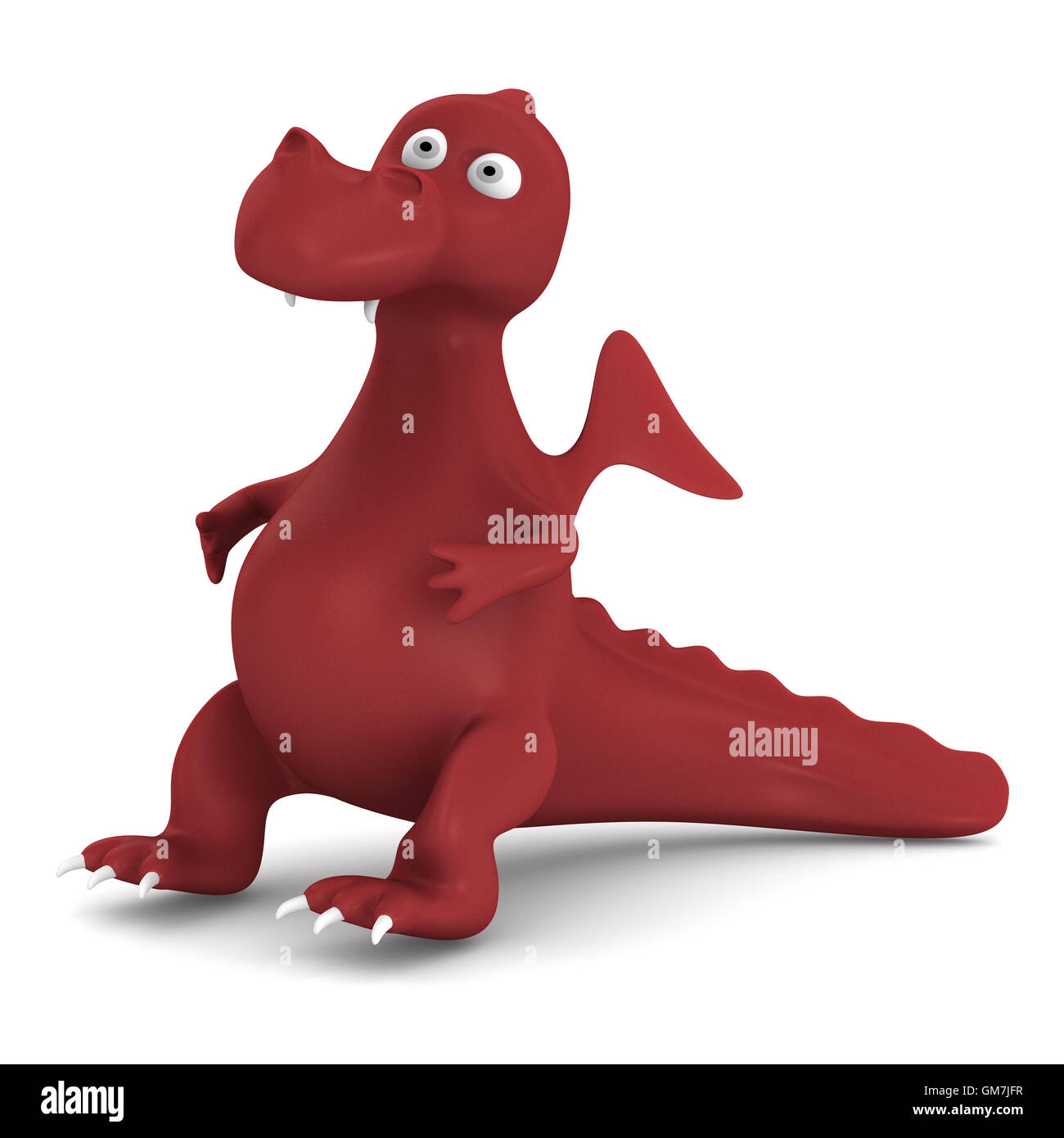 Red dragon on white. Isolated 3D image Stock Photo
