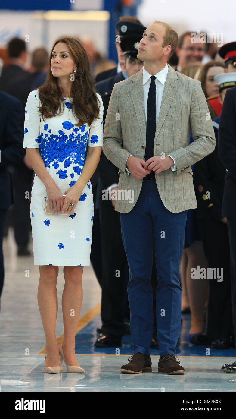 The Duke and Duchess of Cambridge during a visit to the Centre of Excellence for Hayward Tyler in Luton, where they will explore the new development, walk the production line and meet graduates, apprentices and staff members, before presenting the business with the Queen's Award for Enterprise. Stock Photo