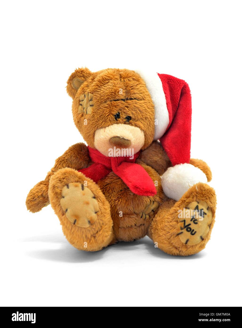 Teddy Bear with christmas hat Stock Photo - Alamy