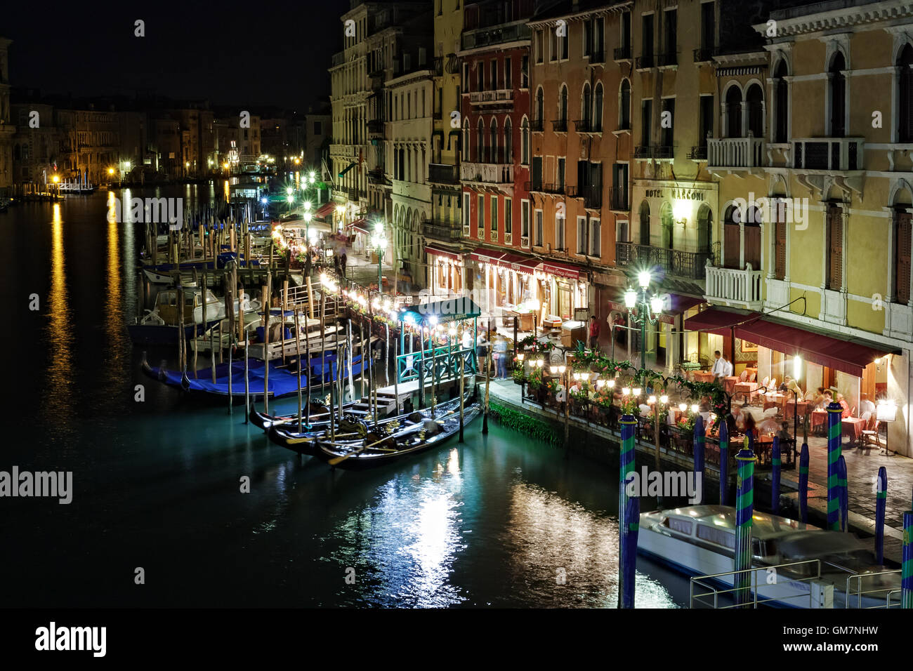 Grand Canal at night, Venice Stock Photo