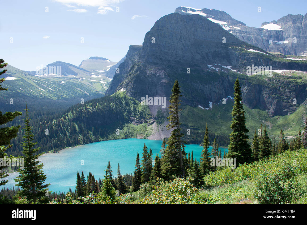 View of Grinnell Lake in Glacier National Park, Montana, United States. Stock Photo