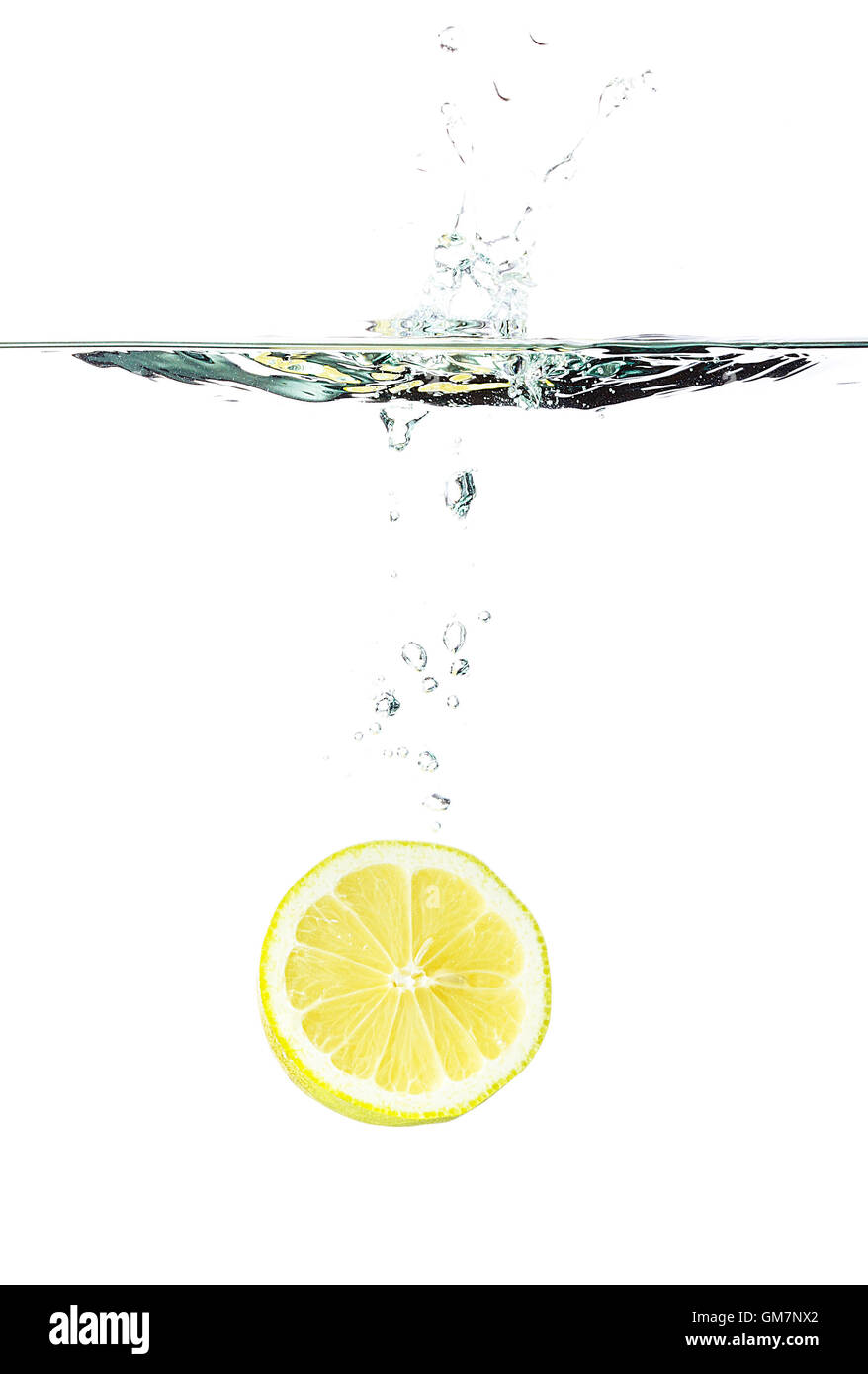 lemon in water Stock Photo