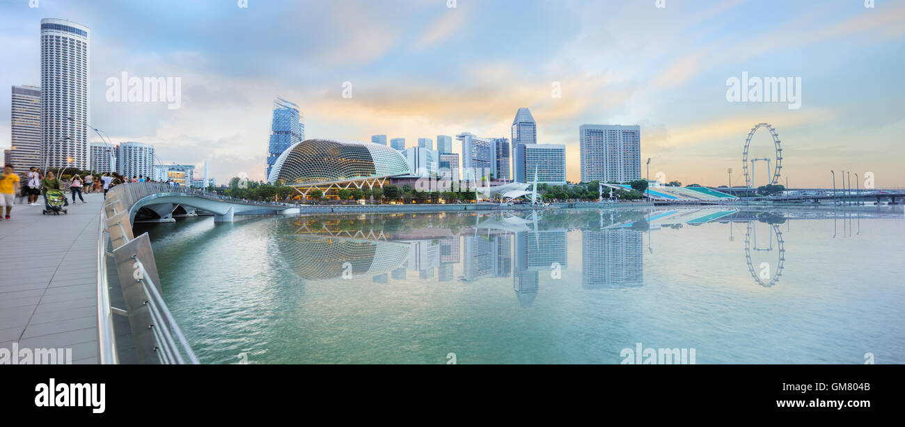 central Singapore skyline at dusk Stock Photo