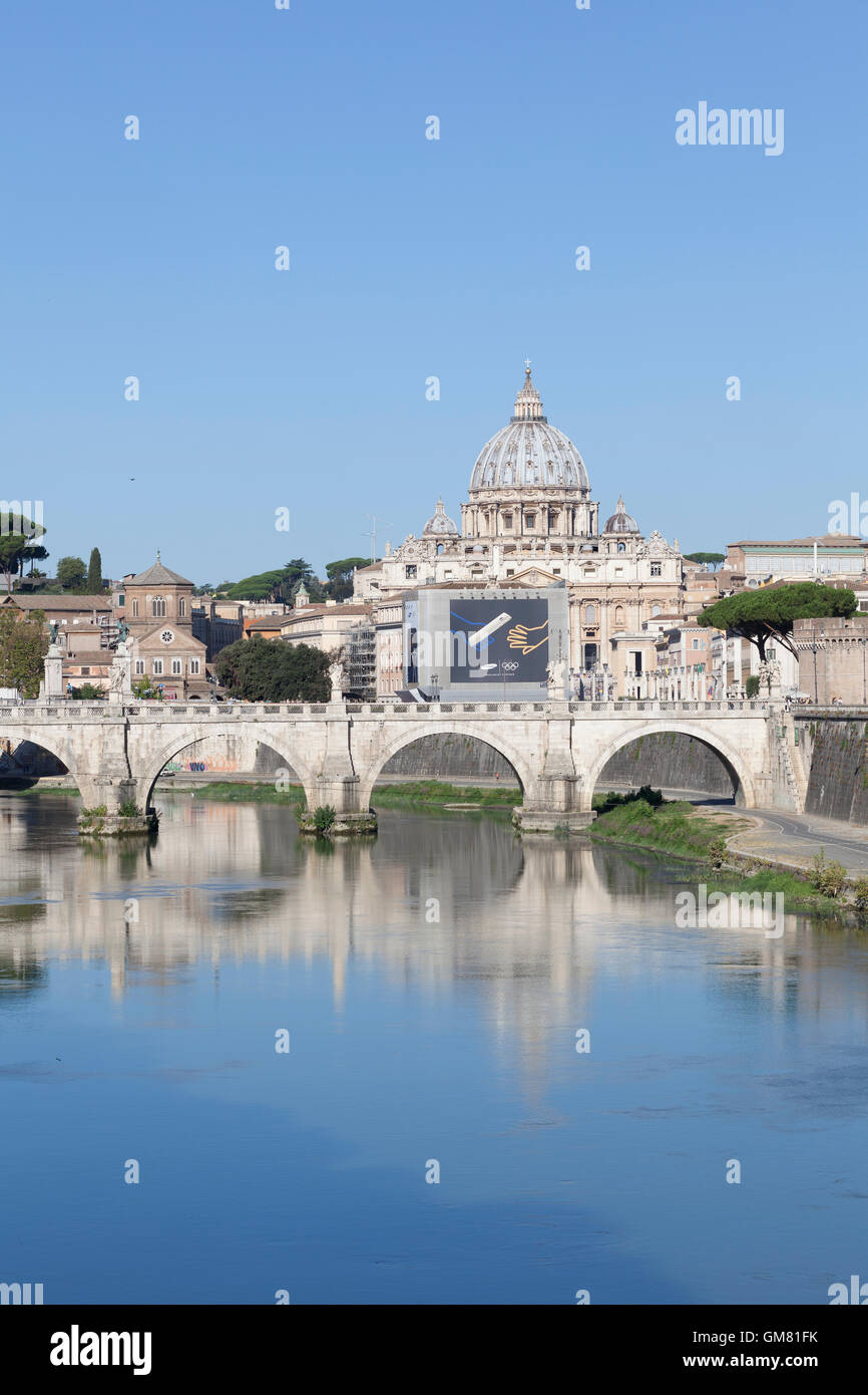 Saint Peter's Basilica and Tiber river Stock Photo Alamy
