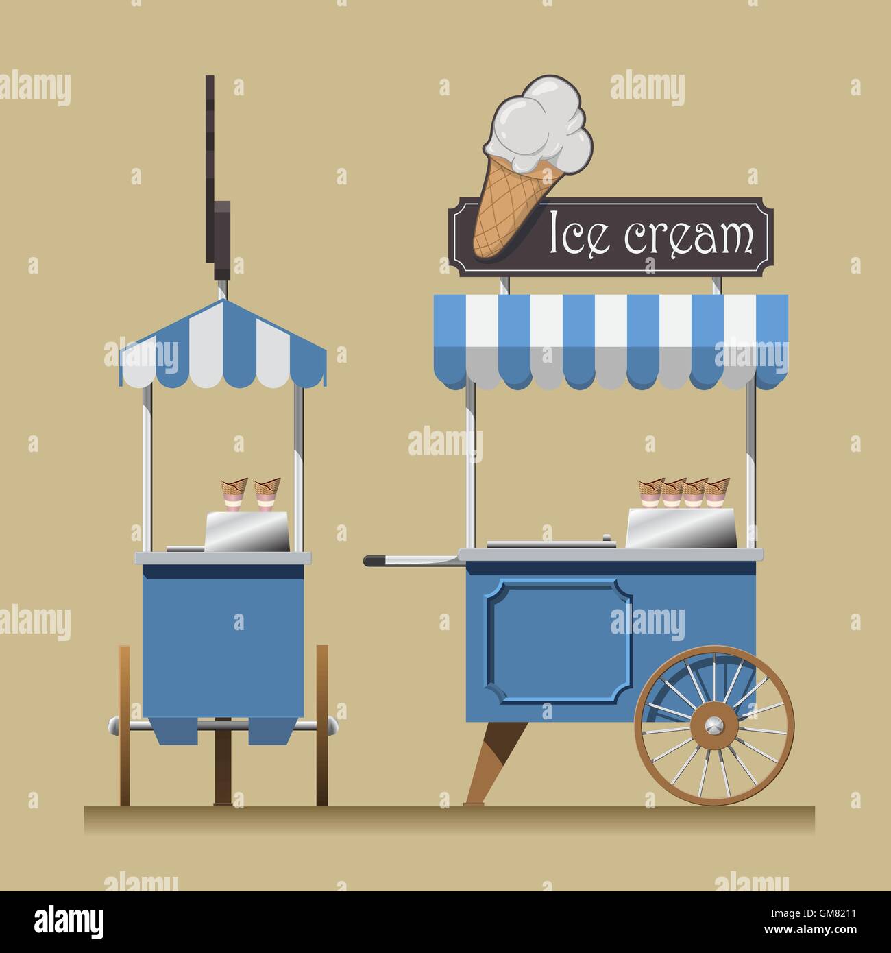 Old cart ice cream Stock Vector Images - Alamy