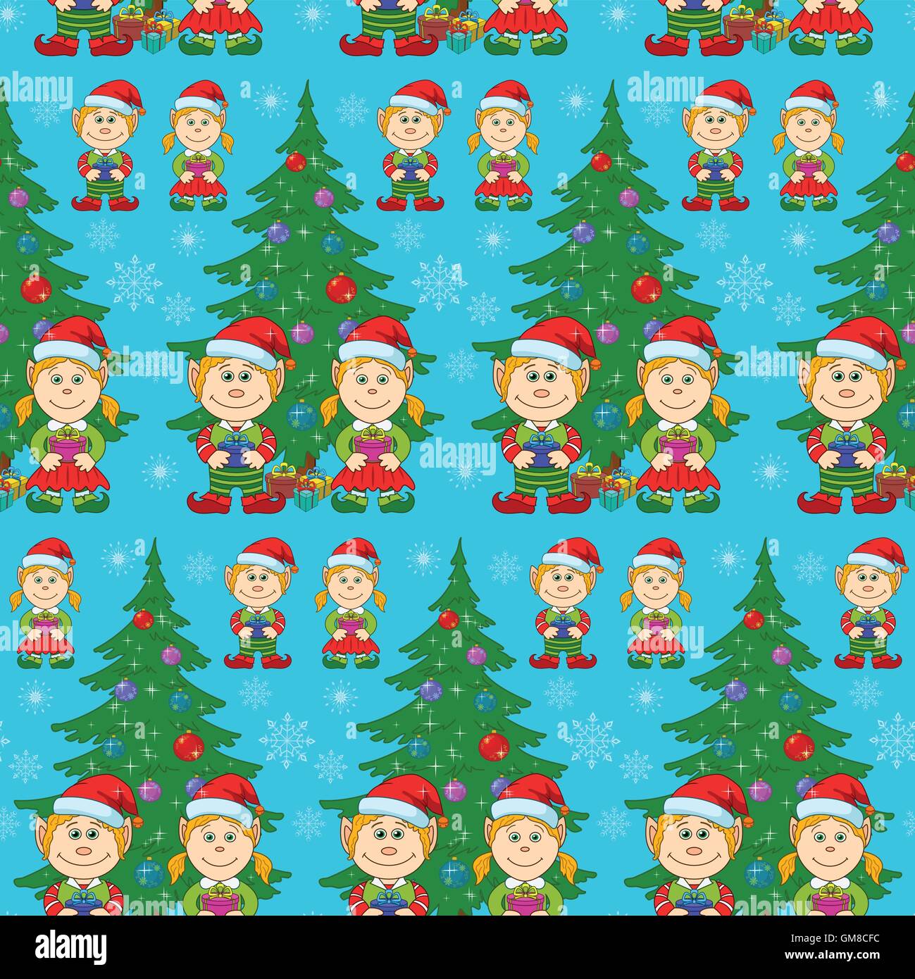 Seamless Christmas background, babies and tree Stock Vector Image & Art ...