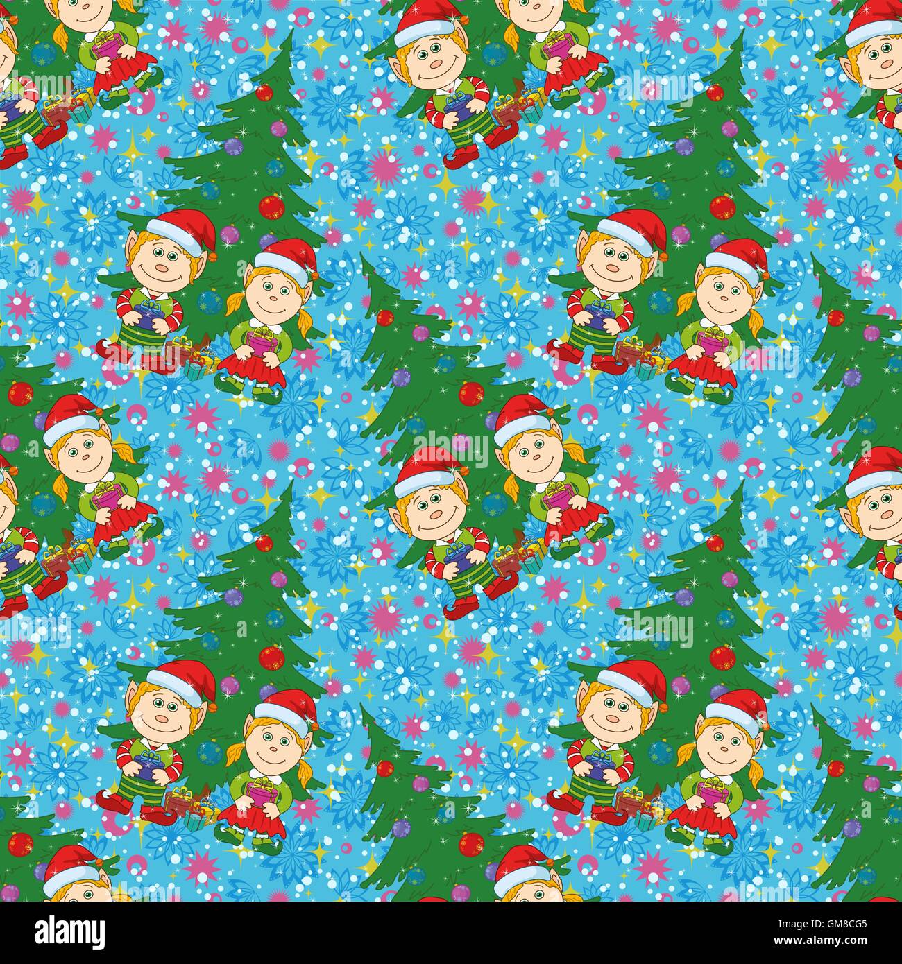 Seamless Christmas background, babies and tree Stock Vector Image & Art ...