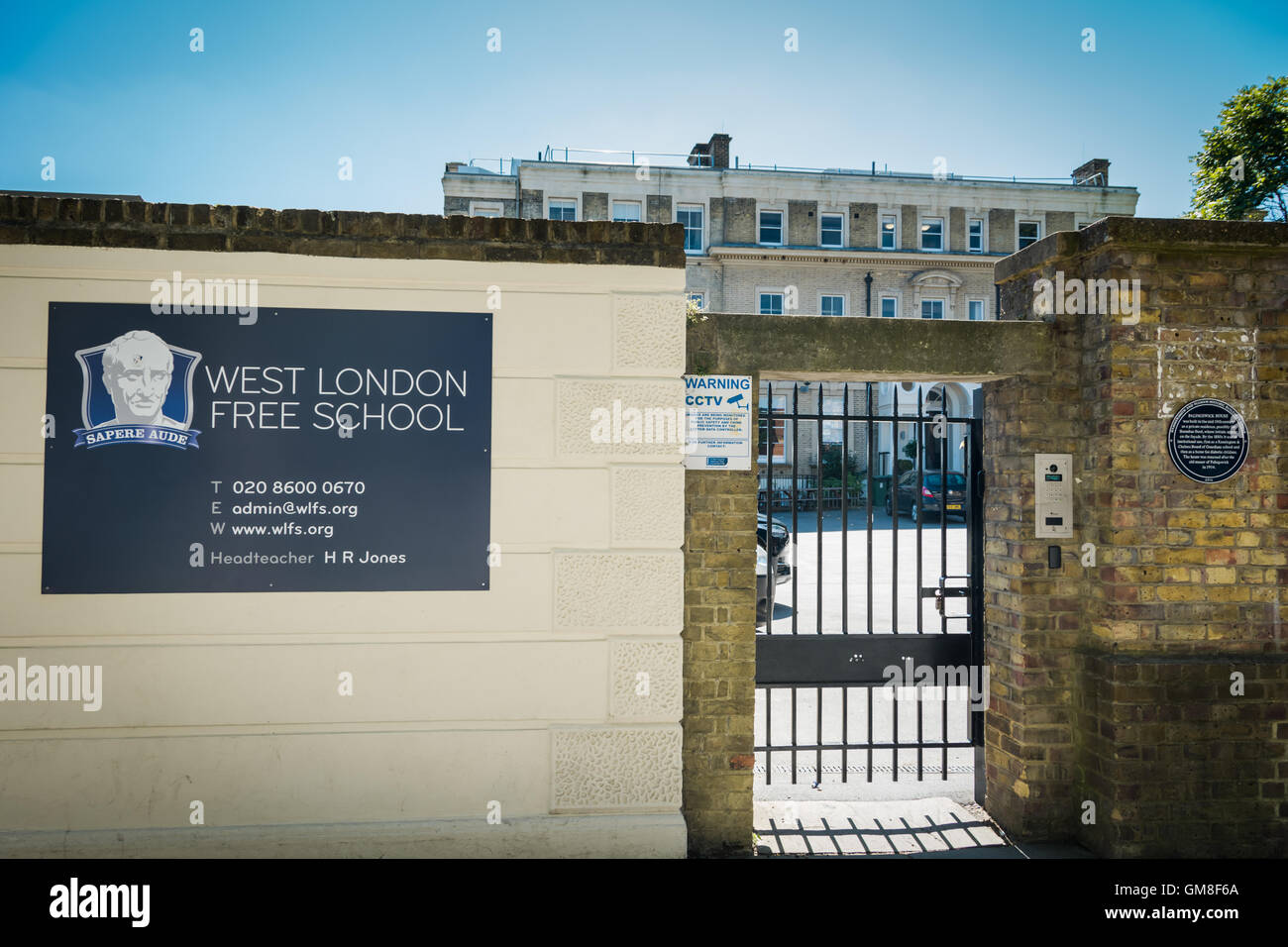 Entrance to the West London Free School in Palingswick House, Hammersmith, London, UK Stock Photo