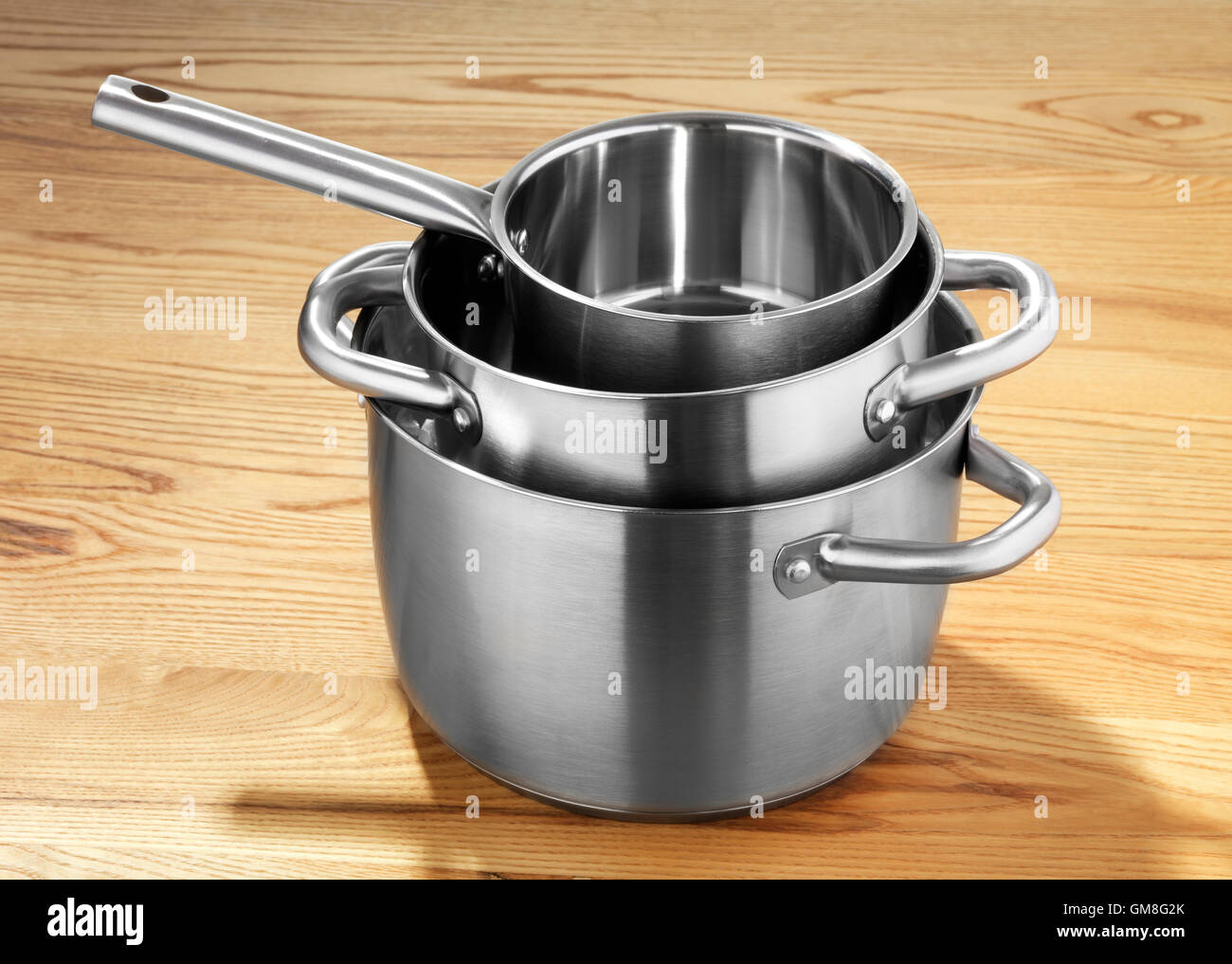 Stainless steel pots Stock Photo Alamy