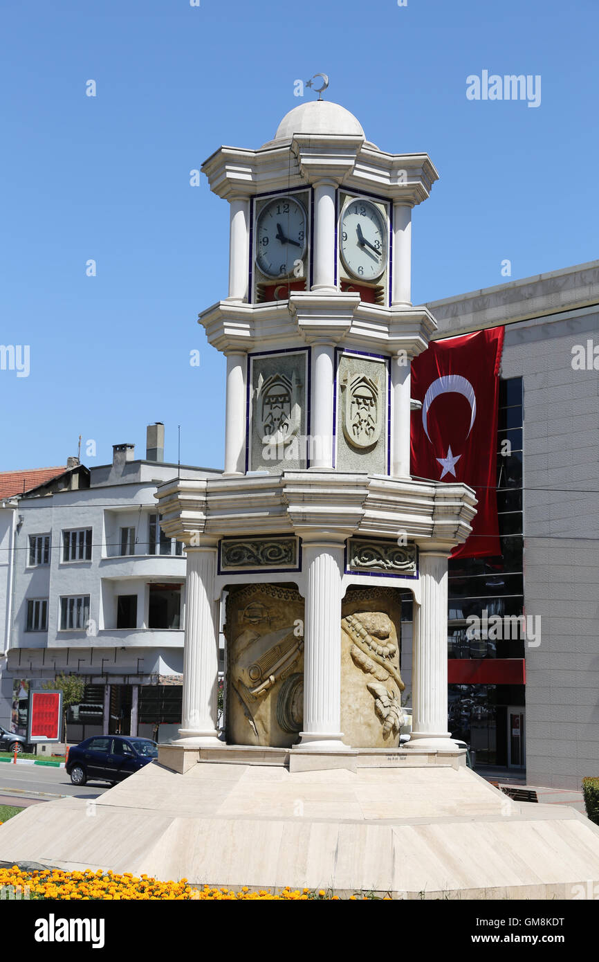 Heykel Clock Tower in Bursa City, Turkey Stock Photo