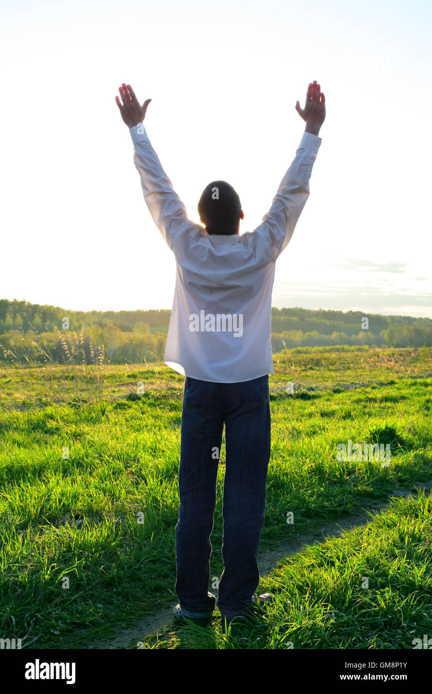 Silhouette man praying hi-res stock photography and images - Alamy