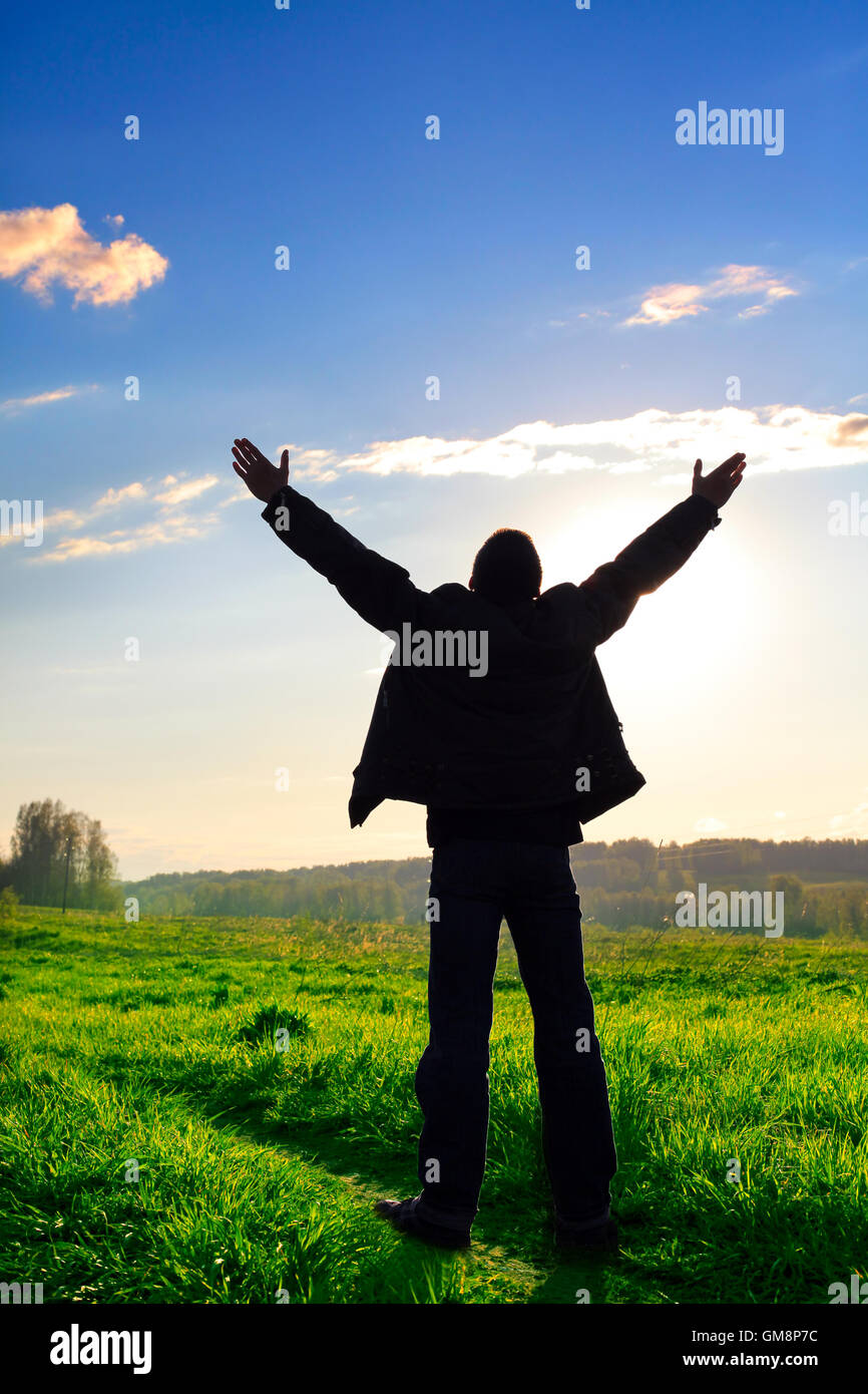 Silhouette man praying hi-res stock photography and images - Alamy