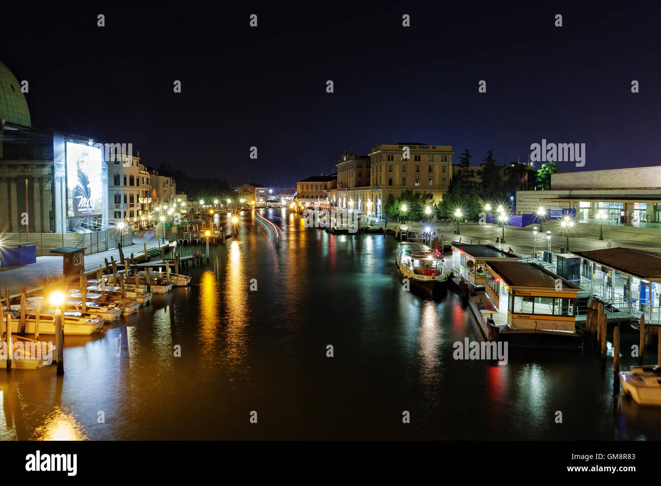 Grand Canal at night, Venice Stock Photo