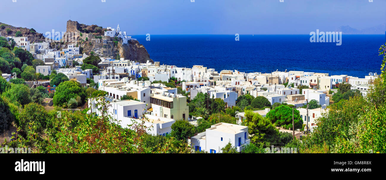 panoramic view of Nisyros island .Greece Stock Photo