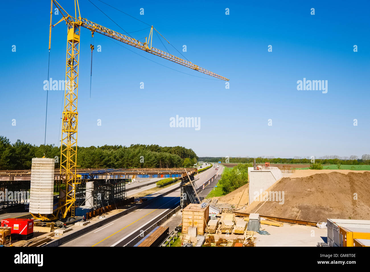 Building site at motorway intersection Schwerin, Mecklenburg Western Pomerania, Germany Stock Photo